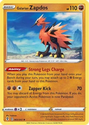 Galarian Zapdos 082/203 - SWSH07 Evolving Skies Holofoil