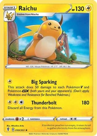 Raichu 050/203 - SWSH07 Evolving Skies Holofoil