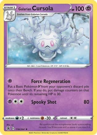 Galarian Cursola 118/264 - SWSH08 Fusion Strike Reverse Holofoil