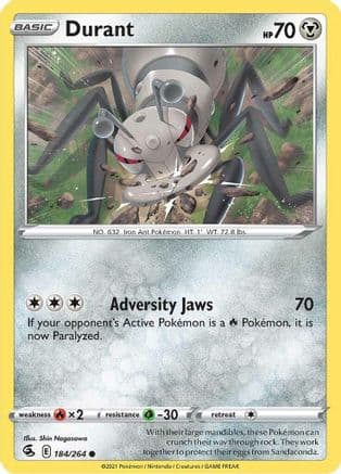 Durant 184  - Reverse Holofoil SWSH08 Fusion Strike - Common