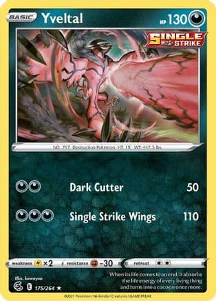 Yveltal 175  - Reverse Holofoil SWSH08 Fusion Strike - Rare