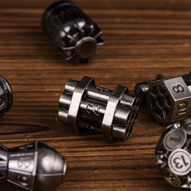 RPG Dice Set | Metal | Ancient Bomb | Silver