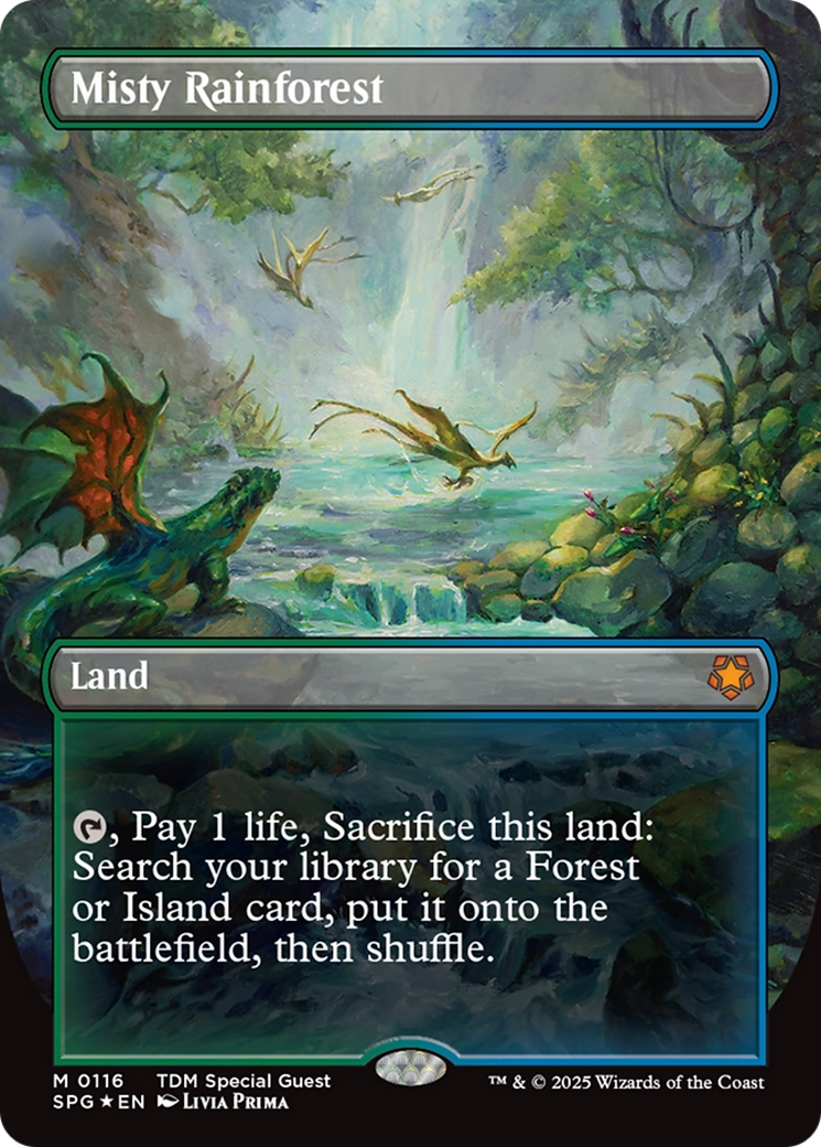 Misty Rainforest (Borderless) (Dragonscale Foil) (116) [Special Guests]