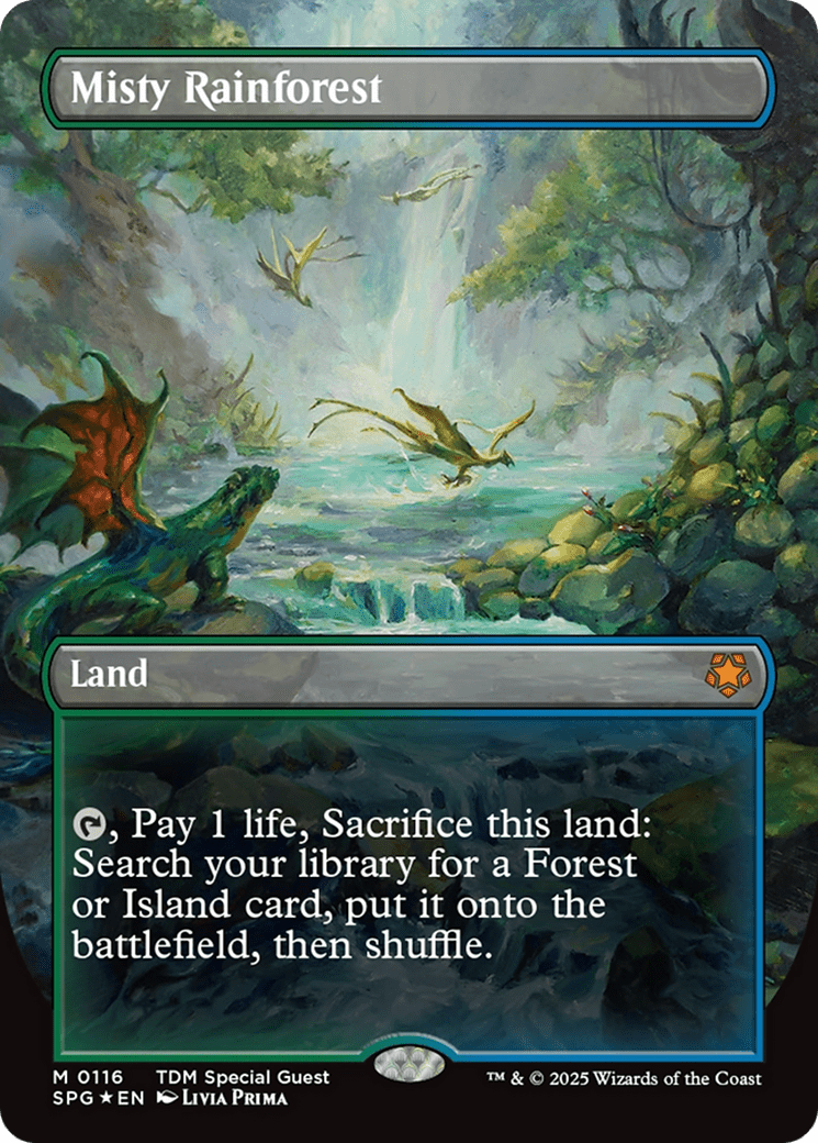 Misty Rainforest (Borderless) (Dragonscale Foil) (116) [Special Guests]