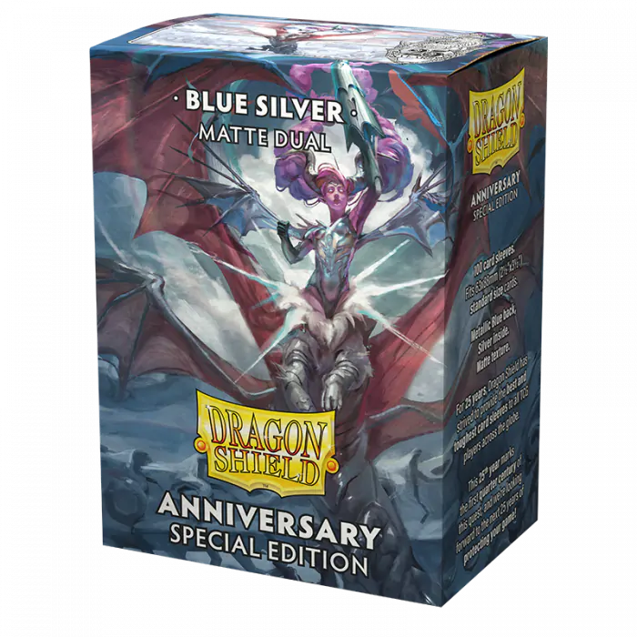 Dragon Shield | Standard Size Sleeves | 100ct | Blue/Silver: 25th Anniversary Edition (Dual Matte)