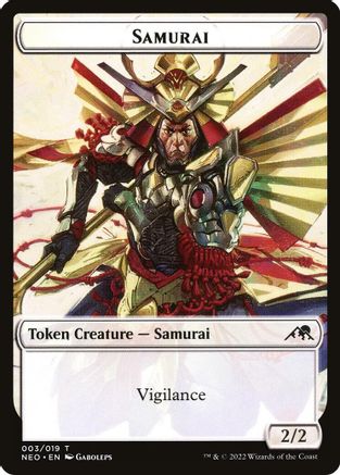 Samurai (003) // Goblin Shaman (008) Double-sided Token |  Foil (3 // 8) [Kamigawa: Neon Dynasty]