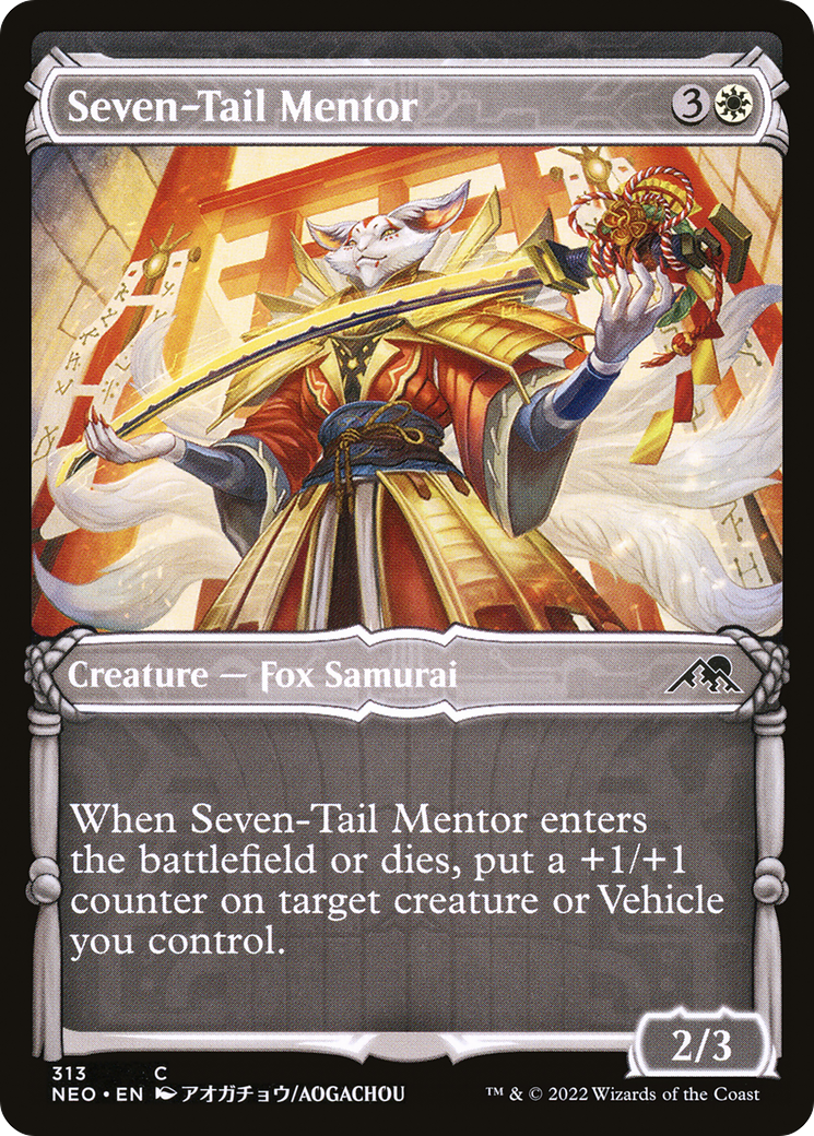 Seven-Tail Mentor (Showcase Samurai) [Kamigawa: Neon Dynasty] Foil