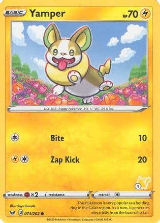 Yamper (# Pikachu Stamped) 074/202 - Battle Academy 2022