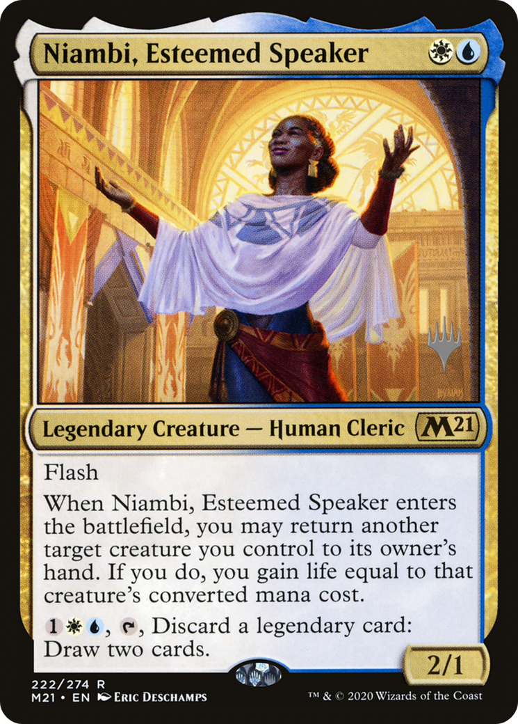 Niambi, Esteemed Speaker (Promo Pack) [Core Set 2021 Promos] Foil