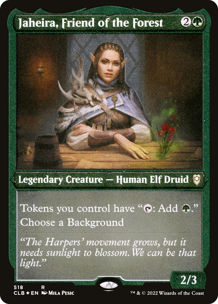 Jaheira, Friend of the Forest (CLB-518) - Commander Legends: Battle for Baldur's Gate Etched Foil