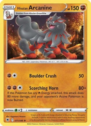 Hisuian Arcanine 071/189 - SWSH10 Astral Radiance Reverse Holofoil