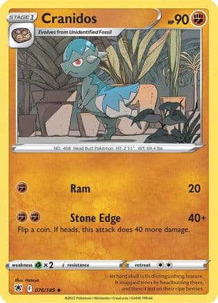 Cranidos 076  SWSH10 Astral Radiance - Uncommon