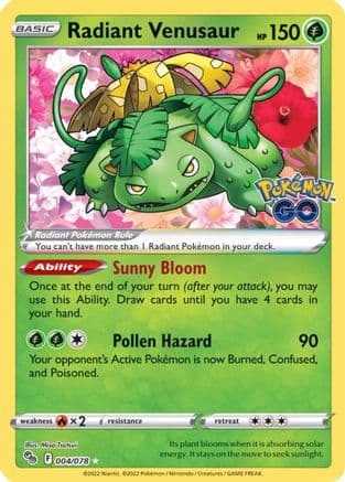 Radiant Venusaur 004/78 - Pokemon GO Holofoil