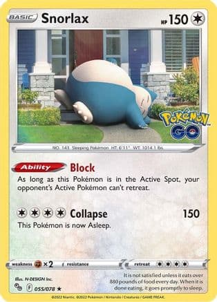 Snorlax 055/78 - Pokemon GO Reverse Holofoil