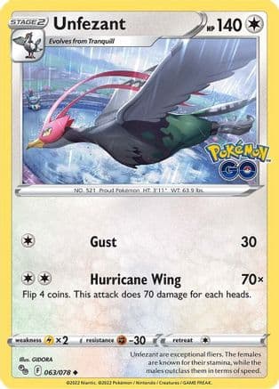 Unfezant 063/78 - Pokemon GO Reverse Holofoil