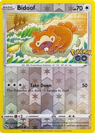 Bidoof (Peelable Ditto) 059  - Reverse Holofoil Pokemon GO - Common