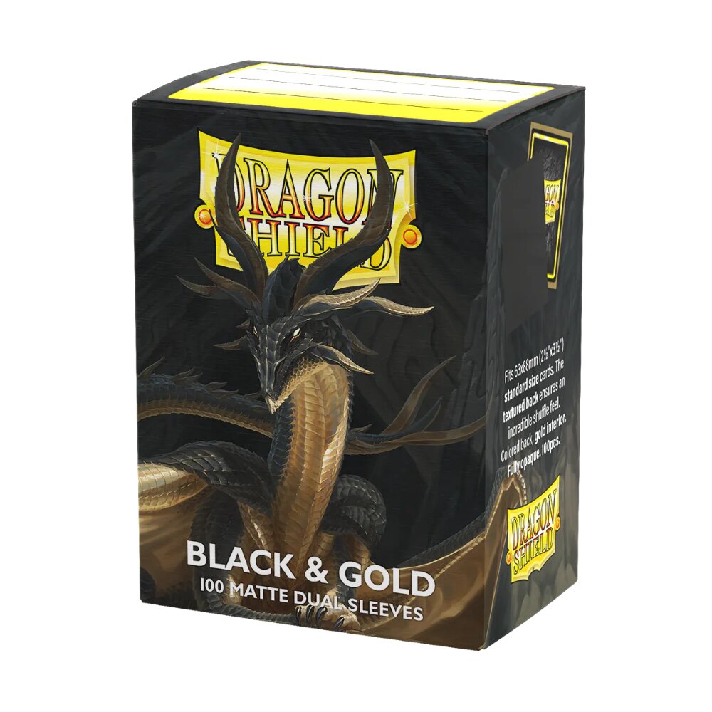 Dragon Shield | Standard Size Sleeves | 100ct | Black & Gold (Dual Matte)