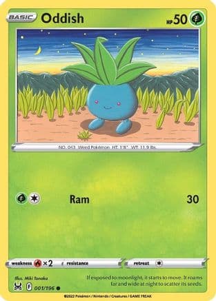 Oddish 001  - Reverse Holofoil SWSH11 Lost Origin - Common