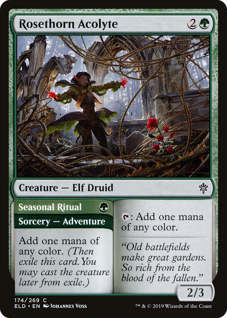 Rosethorn Acolyte // Seasonal Ritual [Throne of Eldraine] Foil