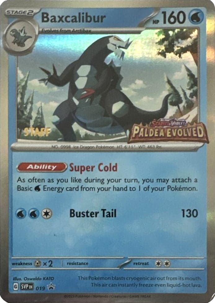 Baxcalibur (Prerelease) [Staff] 019- SV Scarlet & Violet Promo Cards Holofoil