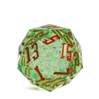 RPG Dice | Acrylic | 55mm D20 | Copper and Green (D1005)