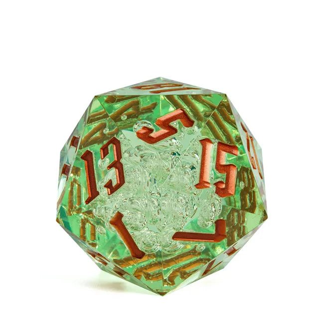 RPG Dice | Acrylic | 55mm D20 | Copper and Green (D1005)
