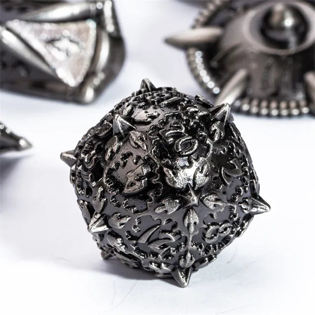 RPG Dice Set | Metal | Ancient Dragon | Silver