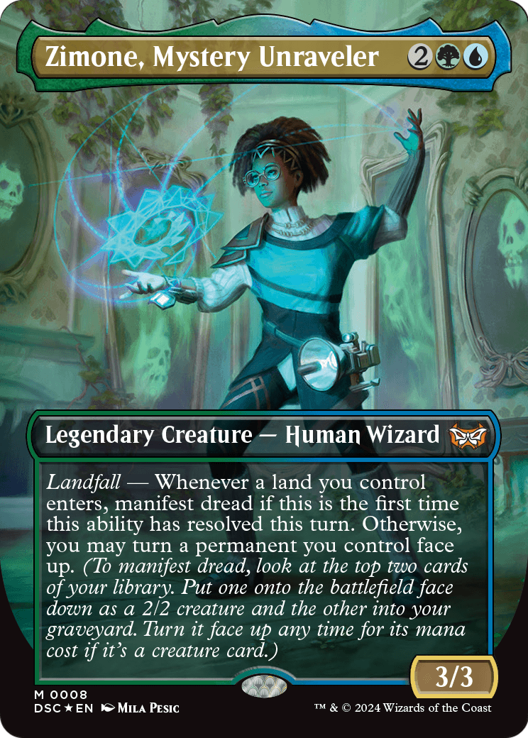 Zimone, Mystery Unraveler (DSC-008) - Duskmourn: House of Horror Commander (Borderless)