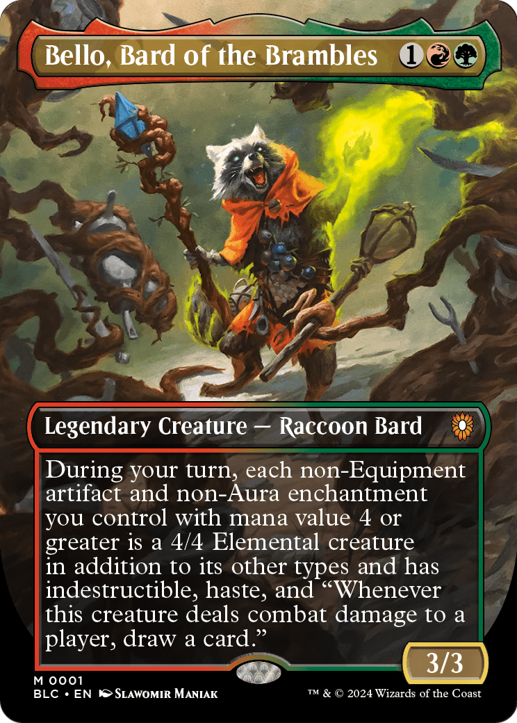 Bello, Bard of the Brambles (Borderless) [Bloomburrow Commander] Foil