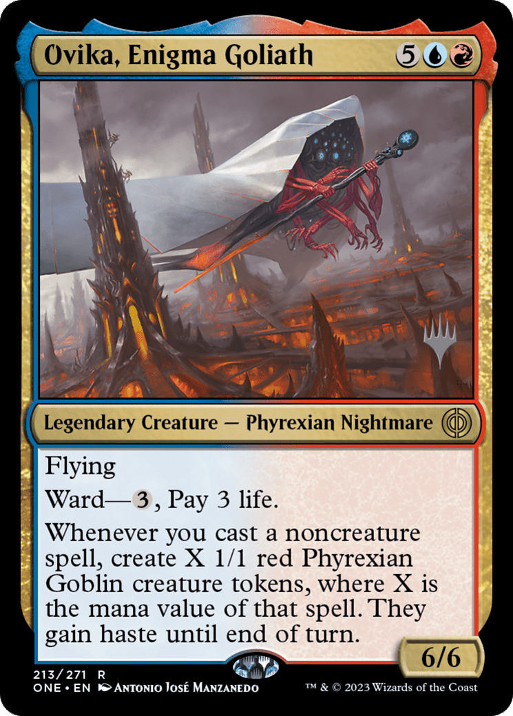 Ovika, Enigma Goliath (Promo Pack) [Phyrexia: All Will Be One Promos] Foil