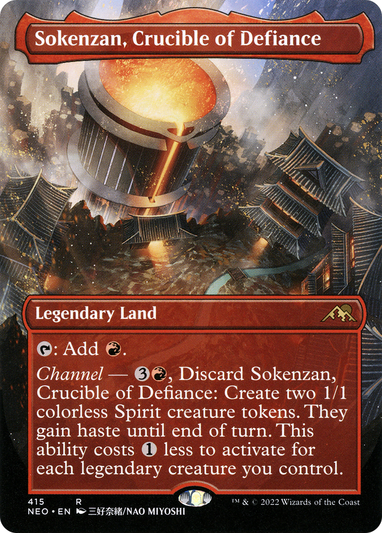 Sokenzan, Crucible of Defiance (Borderless Alternate Art) [Kamigawa: Neon Dynasty] Foil