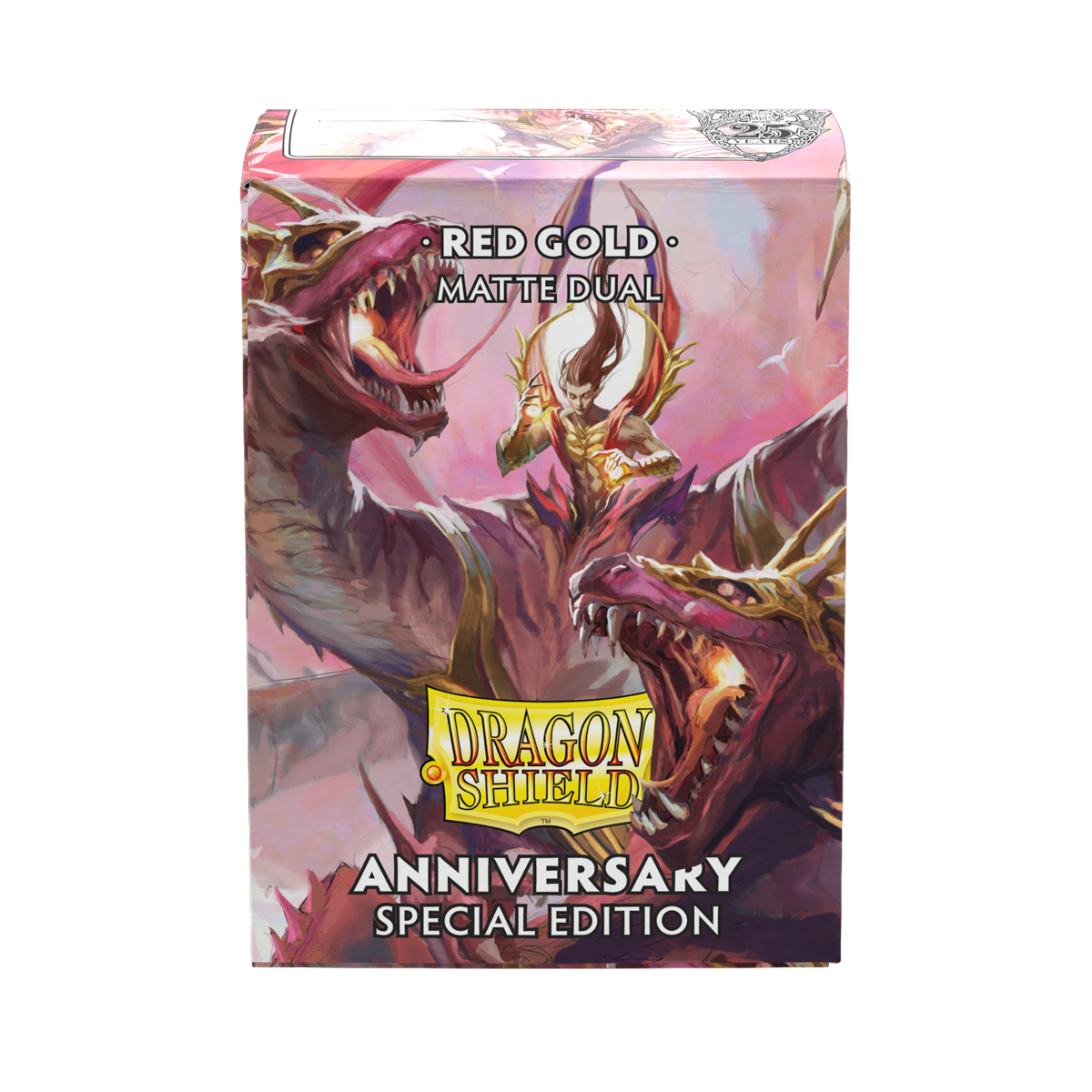 Dragon Shield | Standard Size Sleeves | 100ct | Red/Gold: 25th Anniversary Edition (Dual Matte)