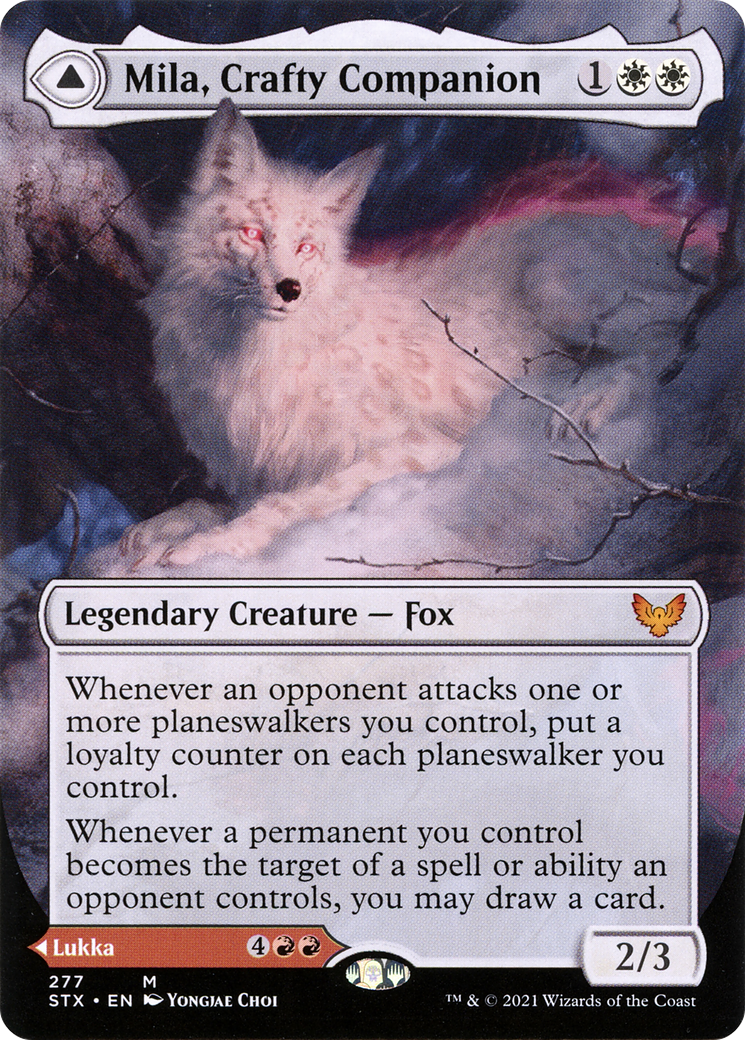 Mila, Crafty Companion // Lukka, Wayward Bonder (Borderless) [Strixhaven: School of Mages] Foil