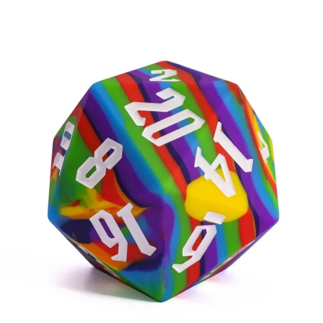 RPG Dice | Silicone | 55mm D20 | Rainbow (D1008)