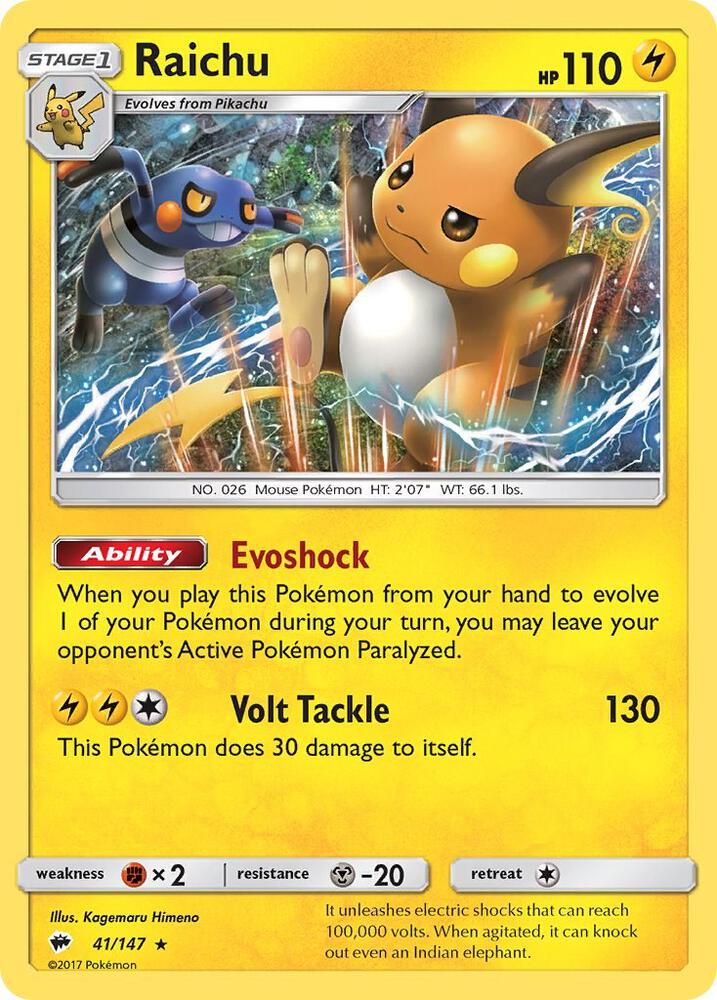 Raichu 41/147 (SM - Burning Shadows)  - Holofoil