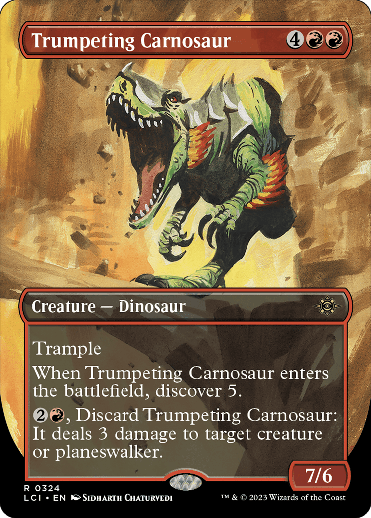 Trumpeting Carnosaur (Borderless) [The Lost Caverns of Ixalan] Foil