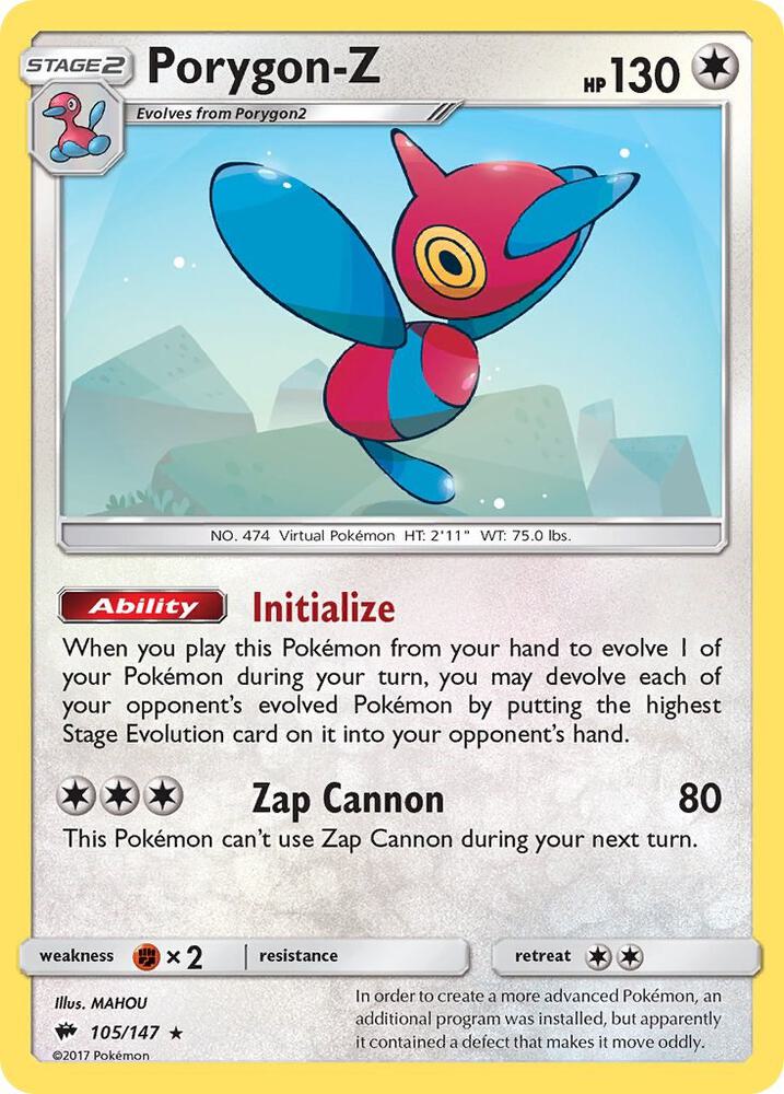Porygon-Z 105/147 (SM - Burning Shadows)  - Holofoil