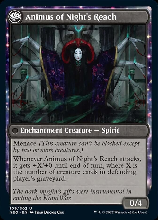 The Long Reach of Night // Animus of Night's Reach [Kamigawa: Neon Dynasty] Foil