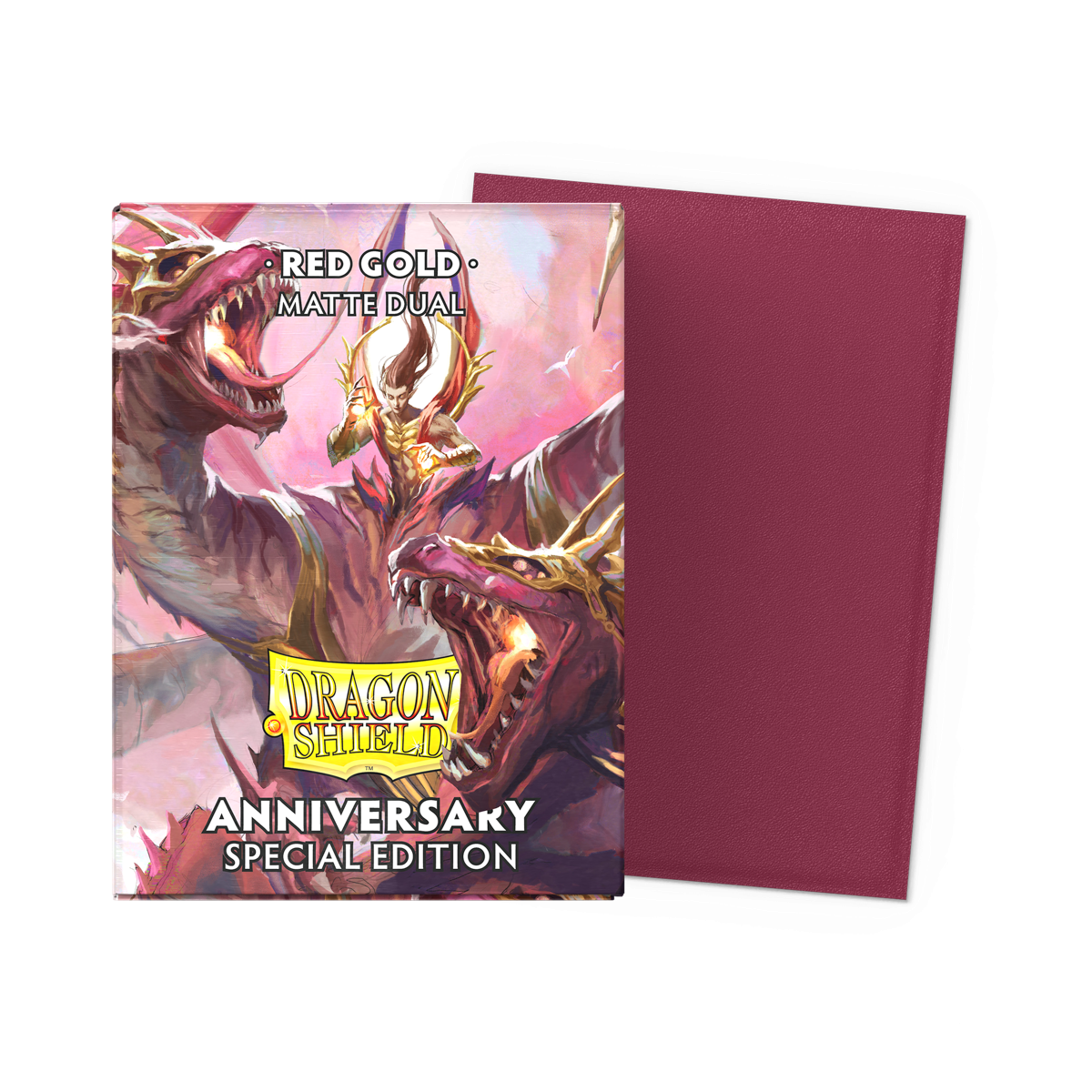 Dragon Shield | Standard Size Sleeves | 100ct | Red/Gold: 25th Anniversary Edition (Dual Matte)