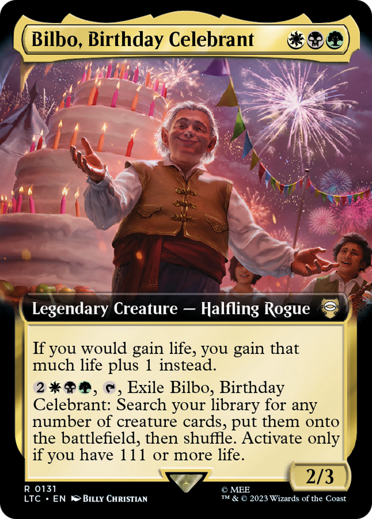 Bilbo, Birthday Celebrant (131) [Tales of Middle-earth Commander] : (Extended Art) Foil