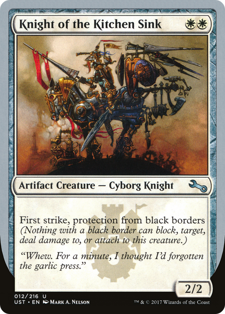 Knight of the Kitchen Sink ("protection from black border") [Unstable] Foil