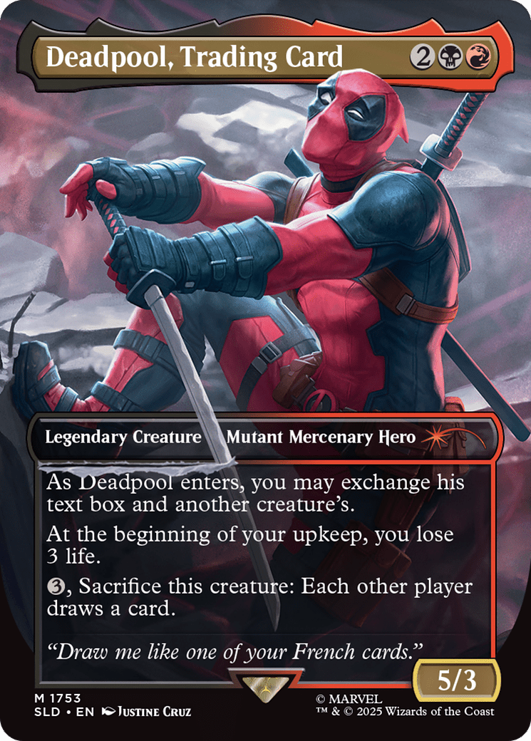 Deadpool, Trading Card (1753) [Secret Lair Drop]  (Borderless) Foil