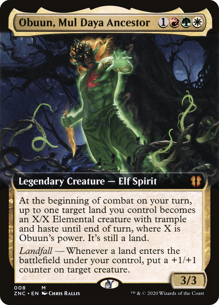 Obuun, Mul Daya Ancestor (Extended Art) [Zendikar Rising Commander] Foil