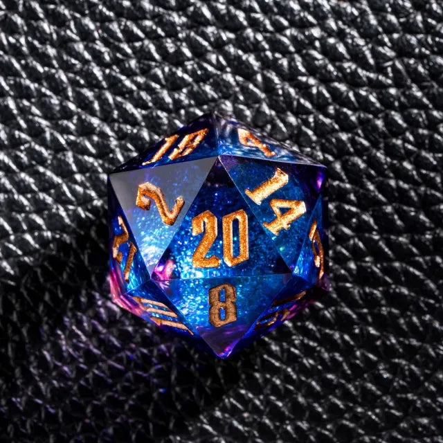 RPG Dice Set | Acrylic | Liquid Dice - Blue and Purple | Set of 7 (D0223)