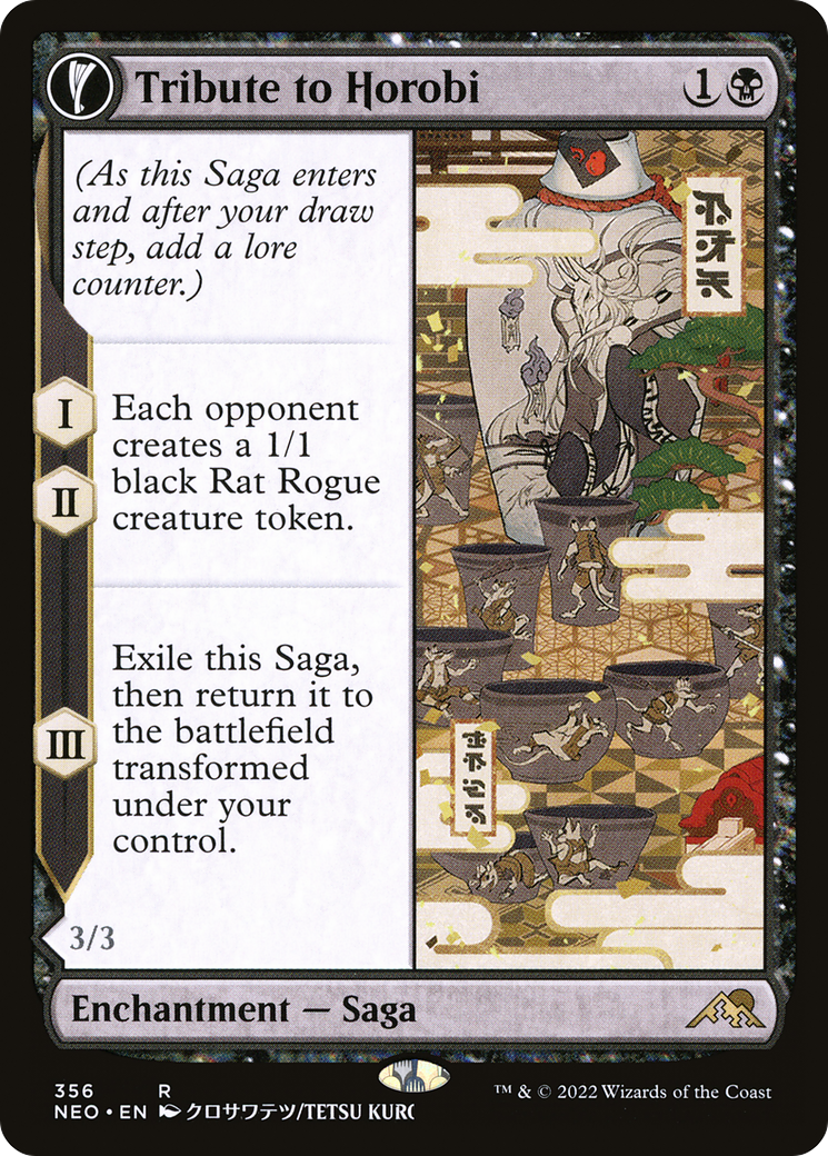 Tribute to Horobi // Echo of Death's Wail (Showcase Soft Glow) [Kamigawa: Neon Dynasty] Foil
