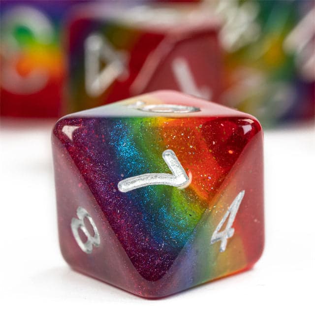 RPG Dice | Glitter Rainbow Pride | Set of 7