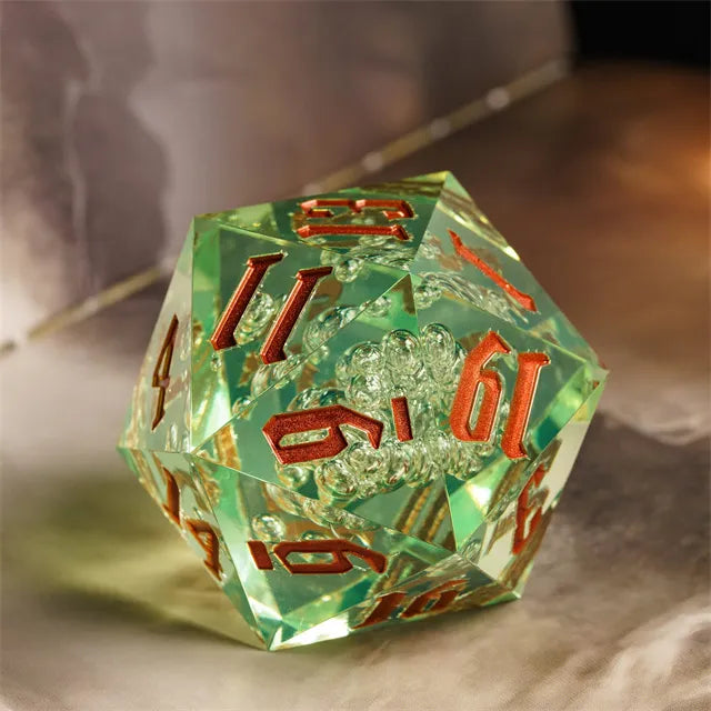 RPG Dice | Acrylic | 55mm D20 | Copper and Green (D1005)