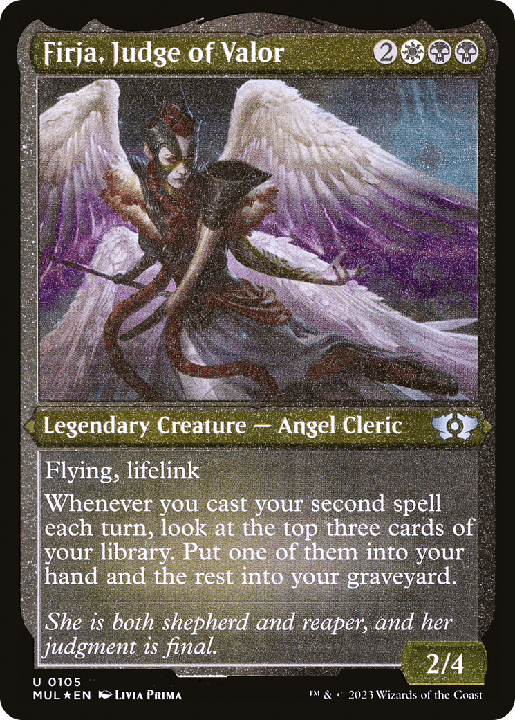 Firja, Judge of Valor (Foil Etched) |  Foil (105) [Multiverse Legends]