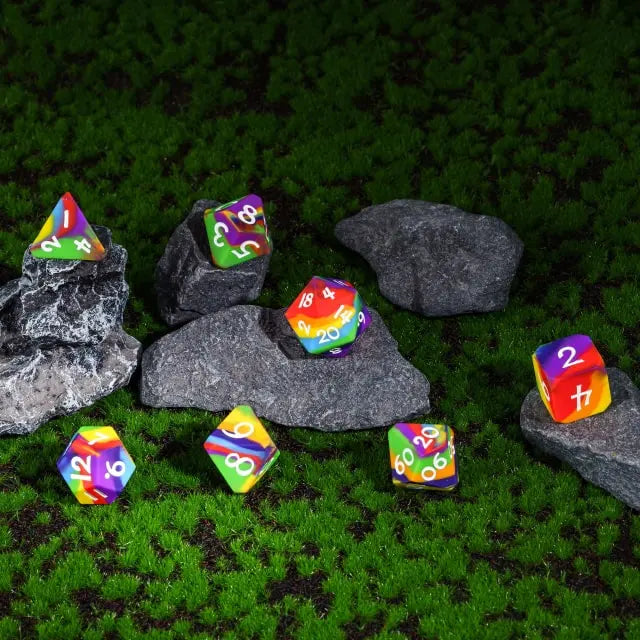 RPG Dice Set | Silicone | Rainbow | Set of 7 (D0221)