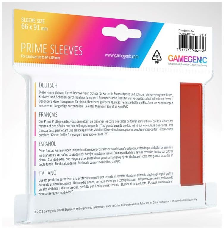 Gamegenic | Matte Prime Card Sleeves | Red (66 x 91mm) - 100ct